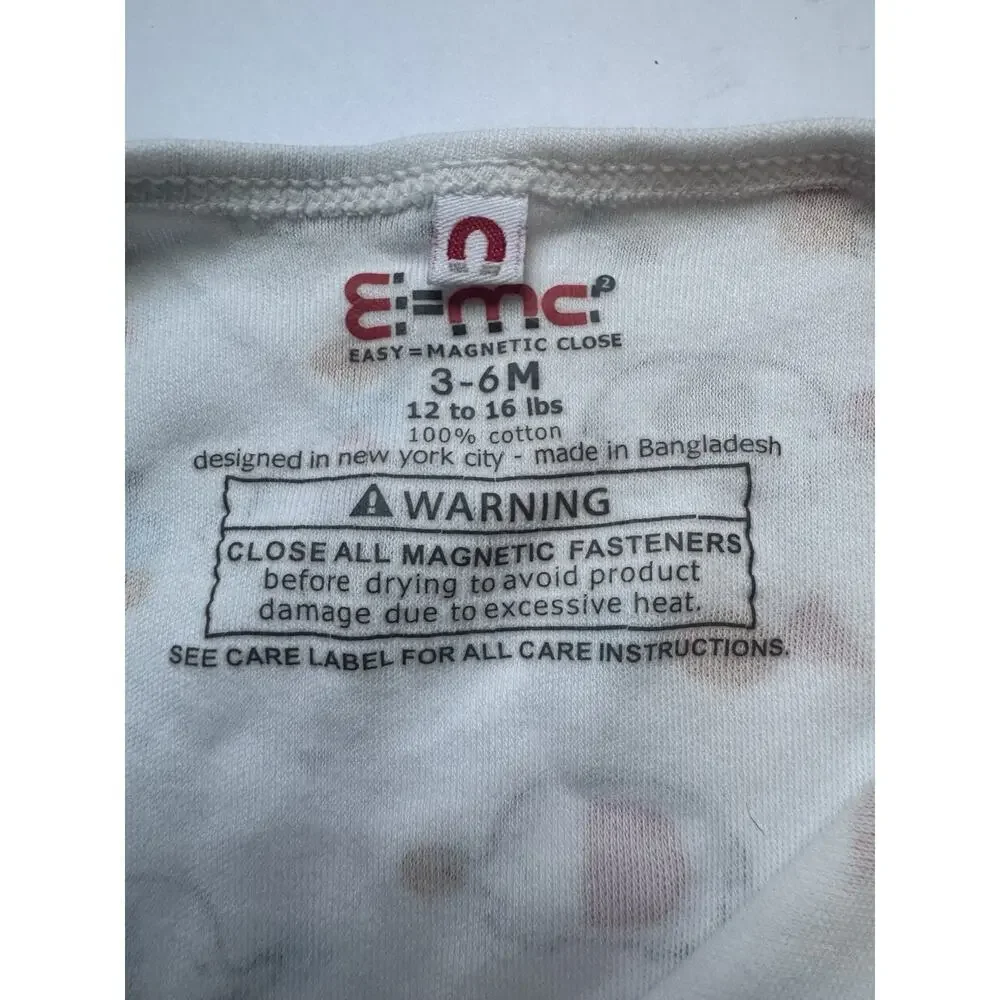 EMC2 Easy Magnetic Close Baby Elephant Footie Sleeper 3-6M Cotton